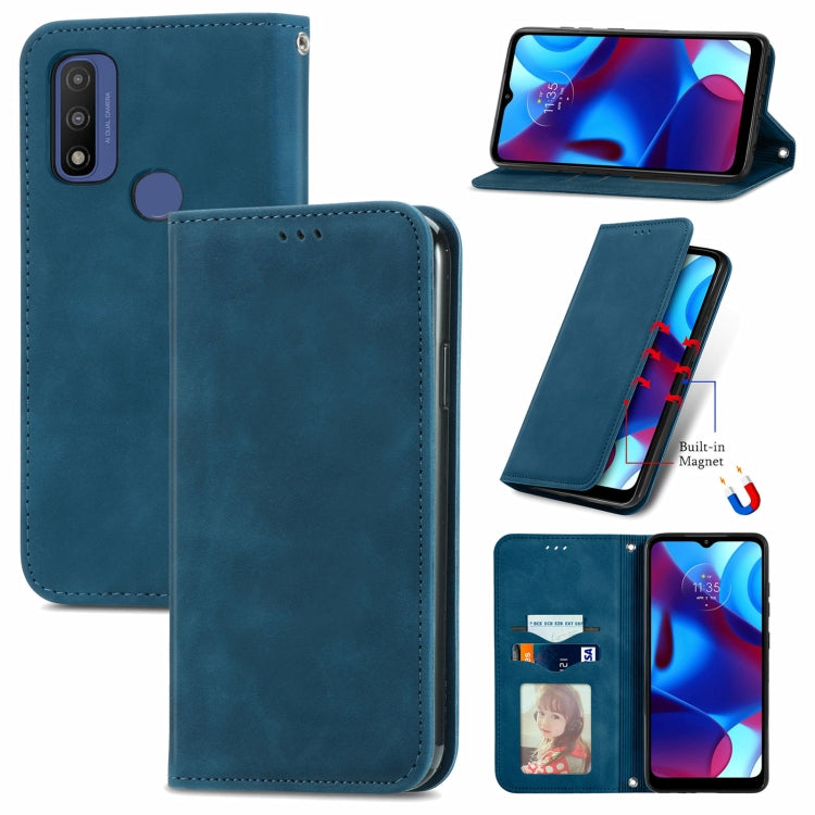For Motorola Moto G Pure Retro Skin Feel Magnetic Horizontal Flip Leather Case