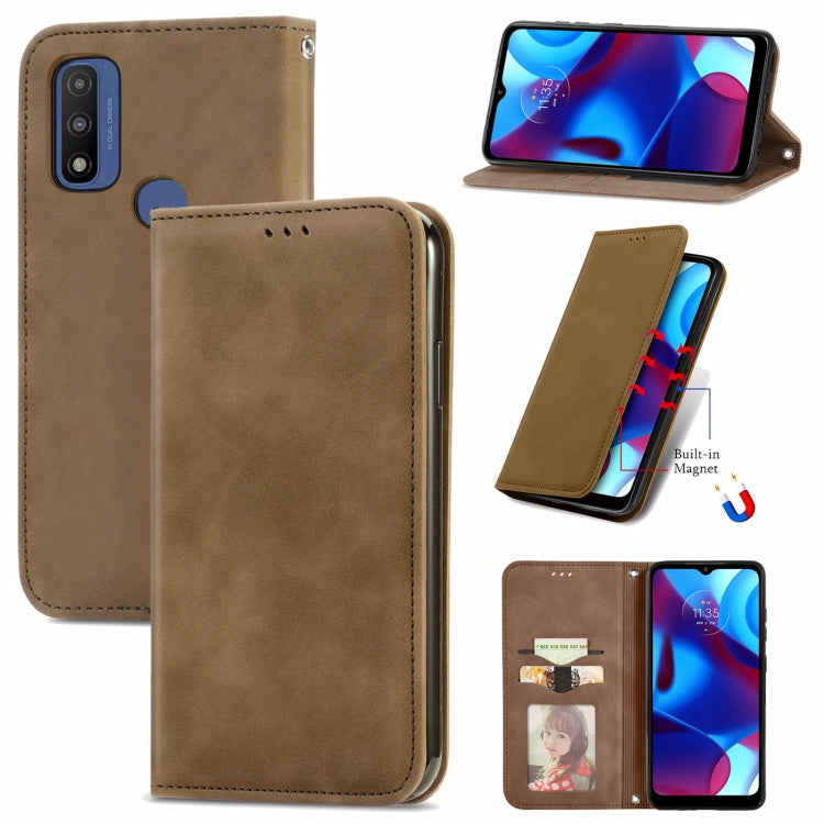 For Motorola Moto G Pure Retro Skin Feel Magnetic Horizontal Flip Leather Case