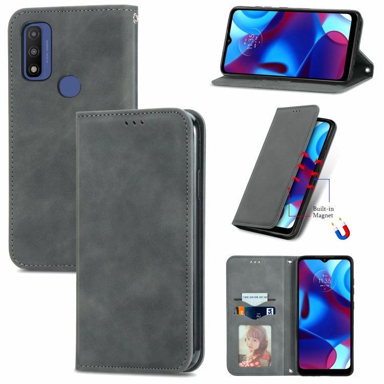 For Motorola Moto G Pure Retro Skin Feel Magnetic Horizontal Flip Leather Case