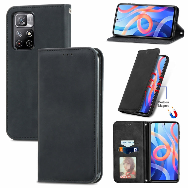 For Xiaomi Redmi Note 11 Retro Skin Feel Magnetic Horizontal Flip Leather Case