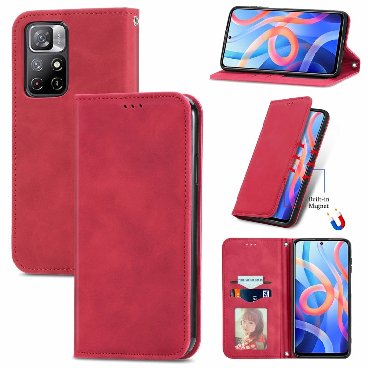 For Xiaomi Redmi Note 11 Retro Skin Feel Magnetic Horizontal Flip Leather Case