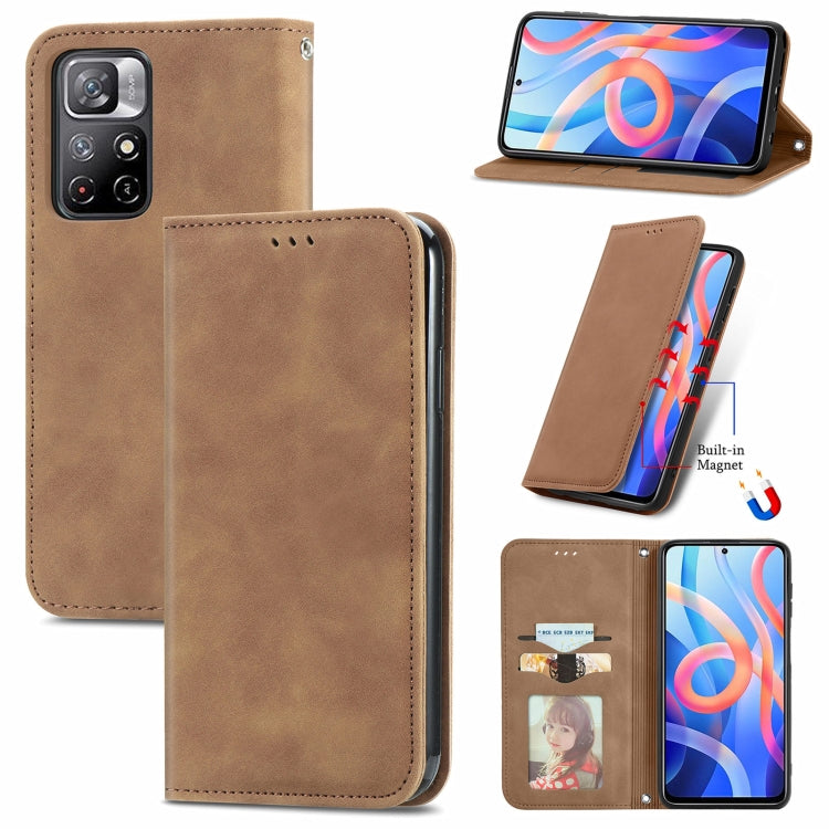 For Xiaomi Redmi Note 11 Retro Skin Feel Magnetic Horizontal Flip Leather Case