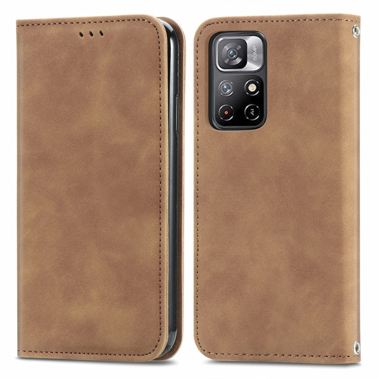 For Xiaomi Redmi Note 11 Retro Skin Feel Magnetic Horizontal Flip Leather Case