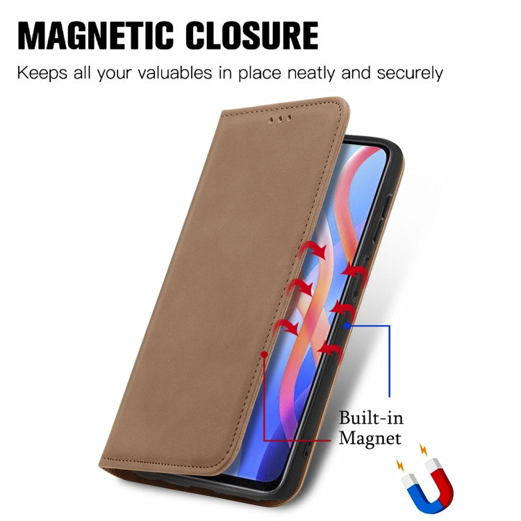 For Xiaomi Redmi Note 11 Retro Skin Feel Magnetic Horizontal Flip Leather Case