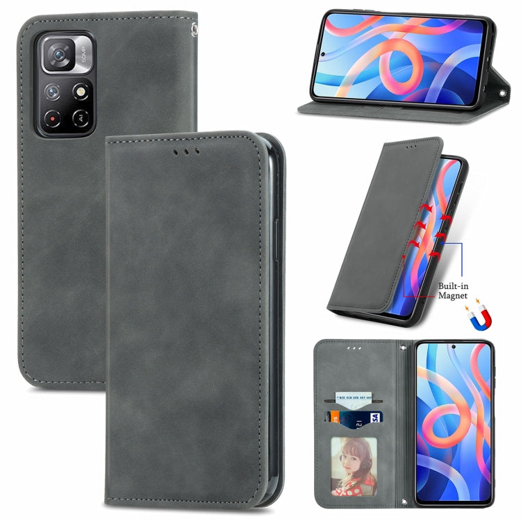 For Xiaomi Redmi Note 11 Retro Skin Feel Magnetic Horizontal Flip Leather Case