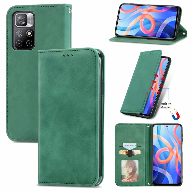 For Xiaomi Redmi Note 11 Retro Skin Feel Magnetic Horizontal Flip Leather Case