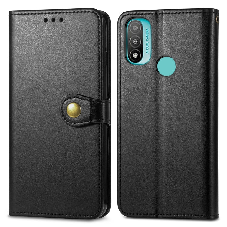 For Motorola Moto E20 Retro Solid Color Buckle Leather Phone Case