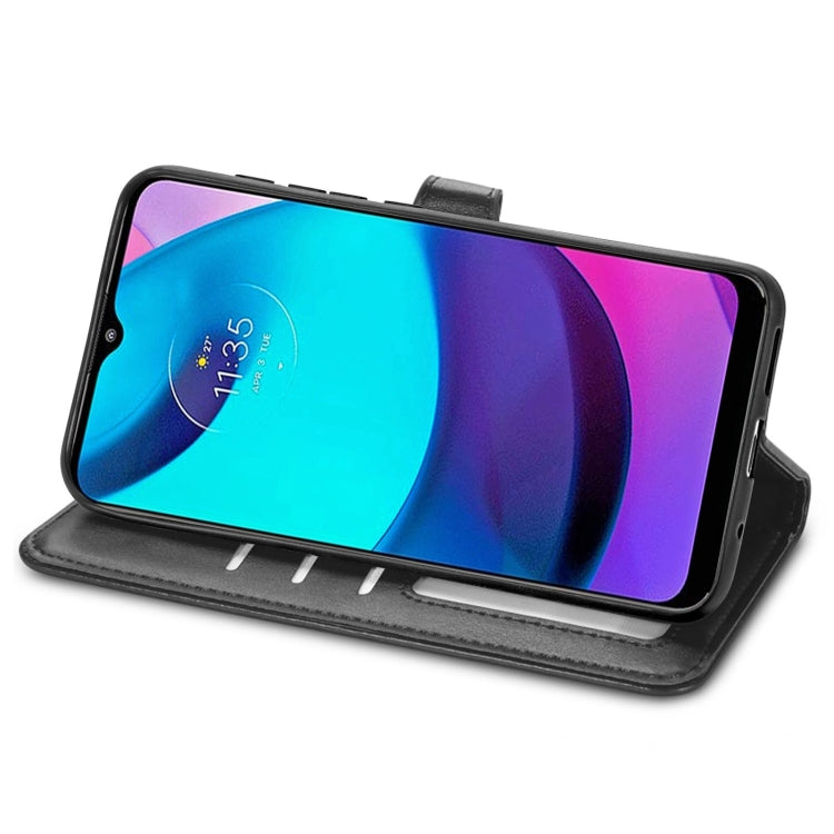 For Motorola Moto E20 Retro Solid Color Buckle Leather Phone Case