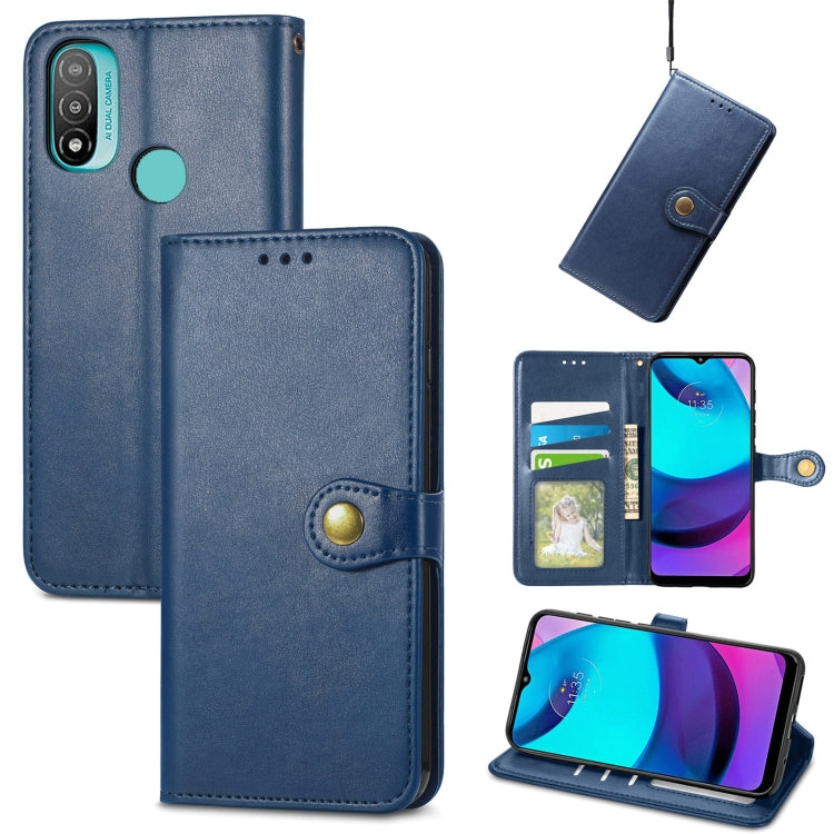 For Motorola Moto E20 Retro Solid Color Buckle Leather Phone Case