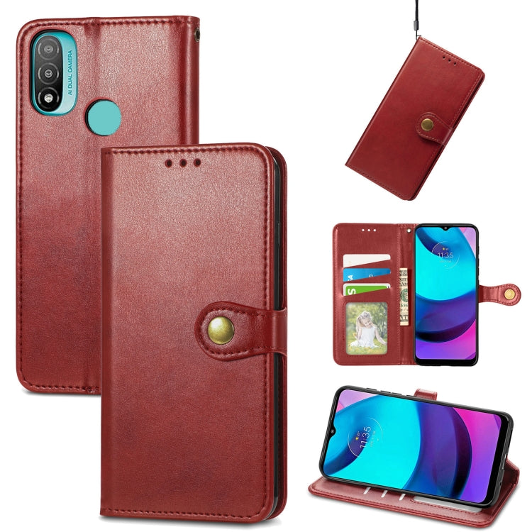 For Motorola Moto E20 Retro Solid Color Buckle Leather Phone Case