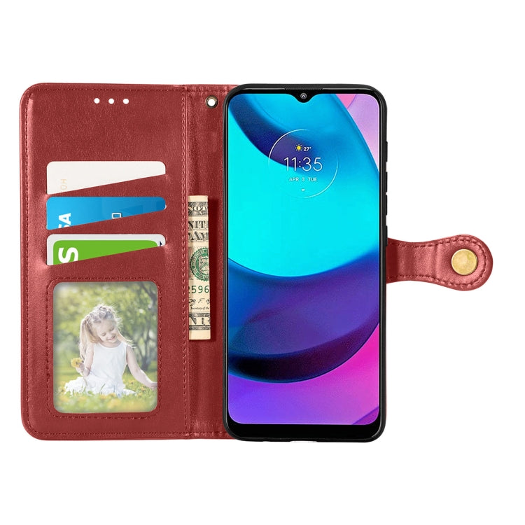 For Motorola Moto E20 Retro Solid Color Buckle Leather Phone Case