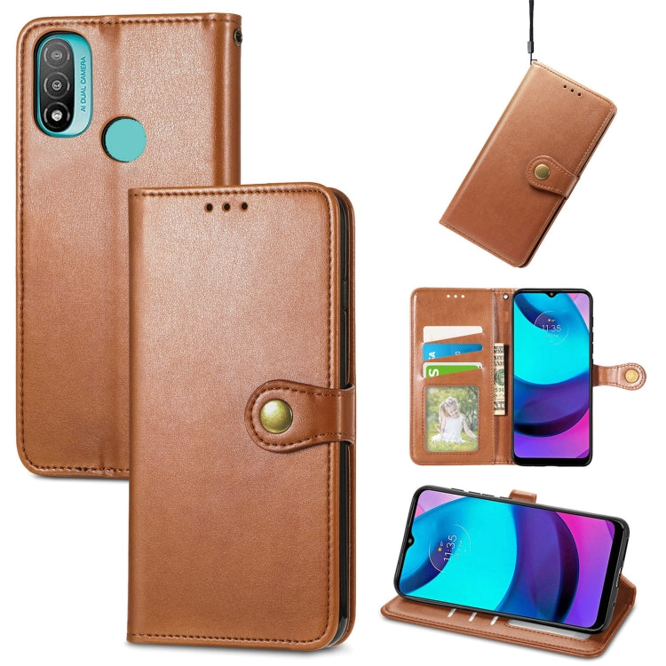 For Motorola Moto E20 Retro Solid Color Buckle Leather Phone Case