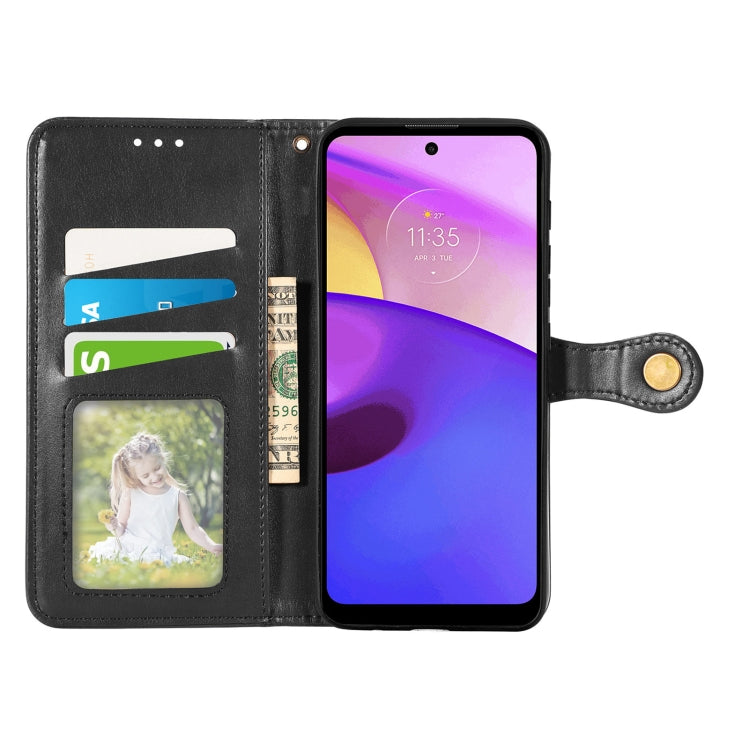 For Motorola Moto E40 Retro Solid Color Buckle Leather Phone Case