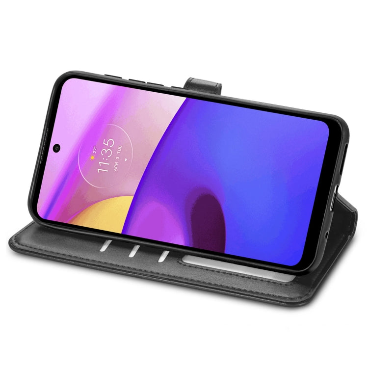 For Motorola Moto E40 Retro Solid Color Buckle Leather Phone Case