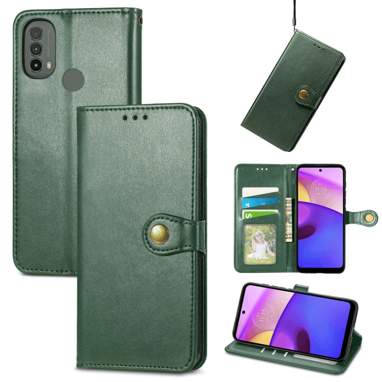 For Motorola Moto E40 Retro Solid Color Buckle Leather Phone Case