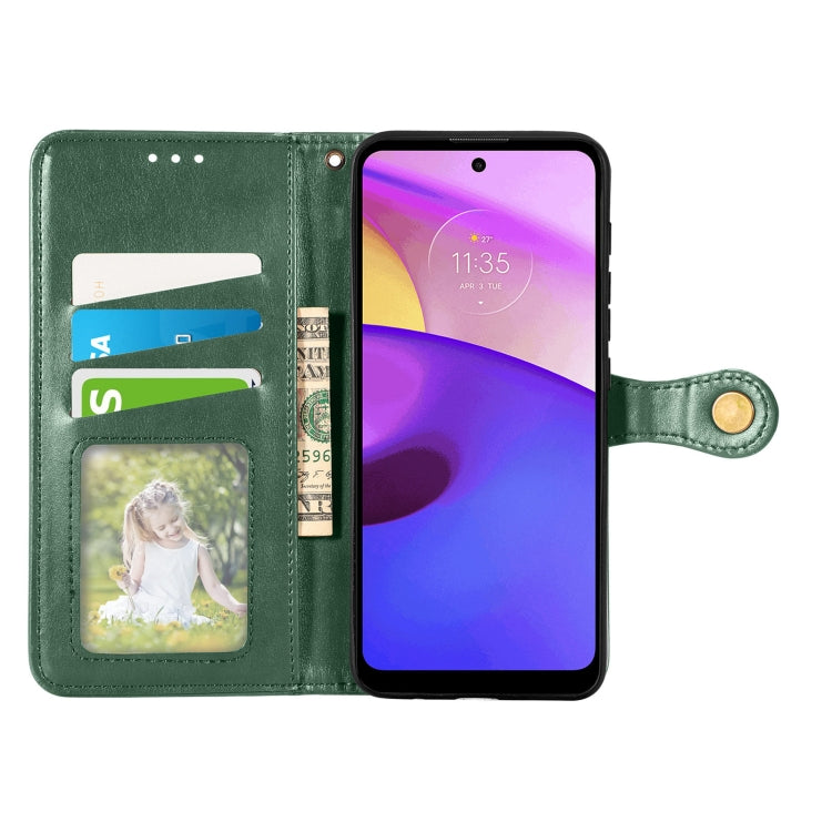 For Motorola Moto E40 Retro Solid Color Buckle Leather Phone Case