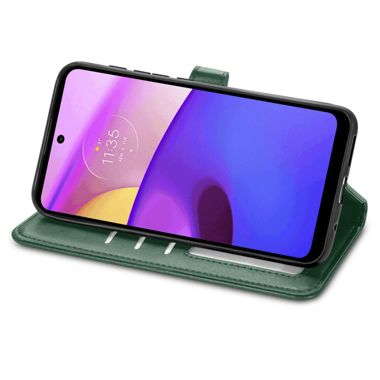 For Motorola Moto E40 Retro Solid Color Buckle Leather Phone Case