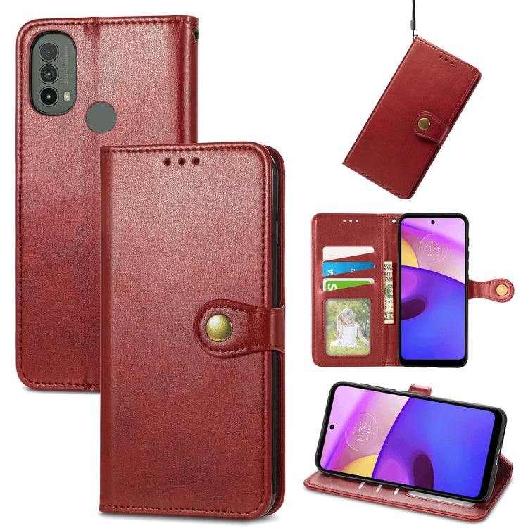 For Motorola Moto E40 Retro Solid Color Buckle Leather Phone Case