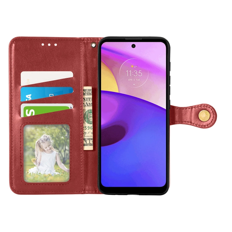 For Motorola Moto E40 Retro Solid Color Buckle Leather Phone Case