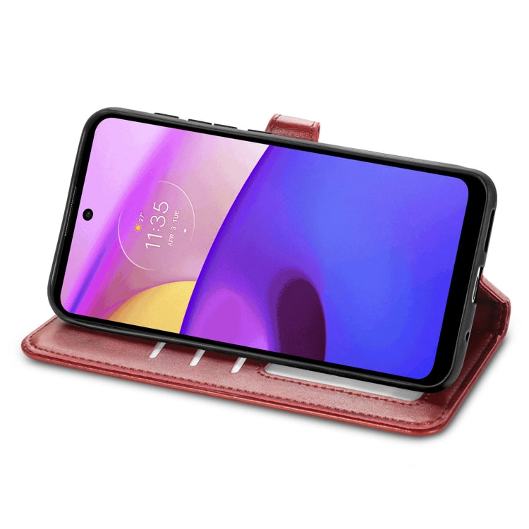 For Motorola Moto E40 Retro Solid Color Buckle Leather Phone Case