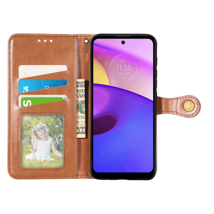 For Motorola Moto E40 Retro Solid Color Buckle Leather Phone Case