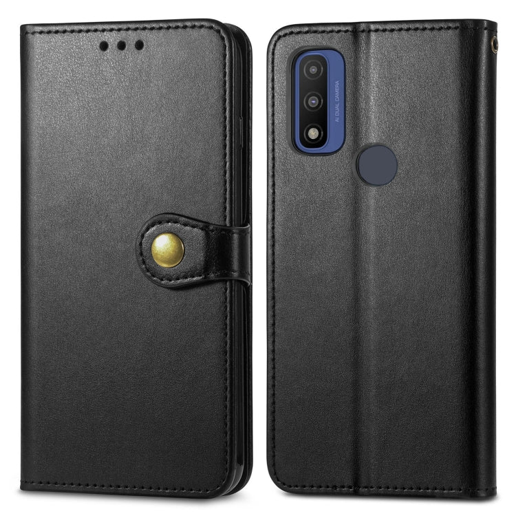 For Motorola Moto G Pure Retro Solid Color Buckle Leather Phone Case