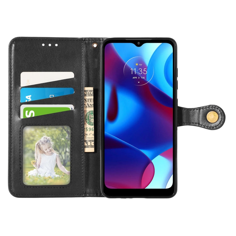 For Motorola Moto G Pure Retro Solid Color Buckle Leather Phone Case