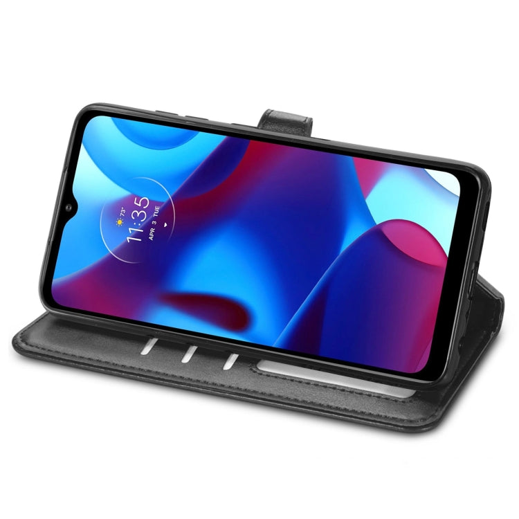 For Motorola Moto G Pure Retro Solid Color Buckle Leather Phone Case