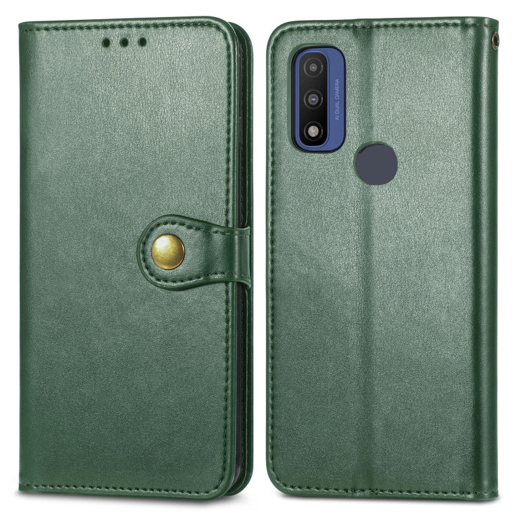 For Motorola Moto G Pure Retro Solid Color Buckle Leather Phone Case
