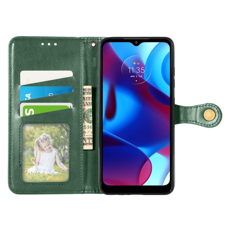 For Motorola Moto G Pure Retro Solid Color Buckle Leather Phone Case