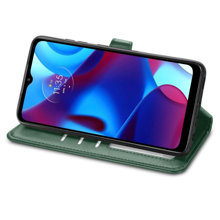 For Motorola Moto G Pure Retro Solid Color Buckle Leather Phone Case