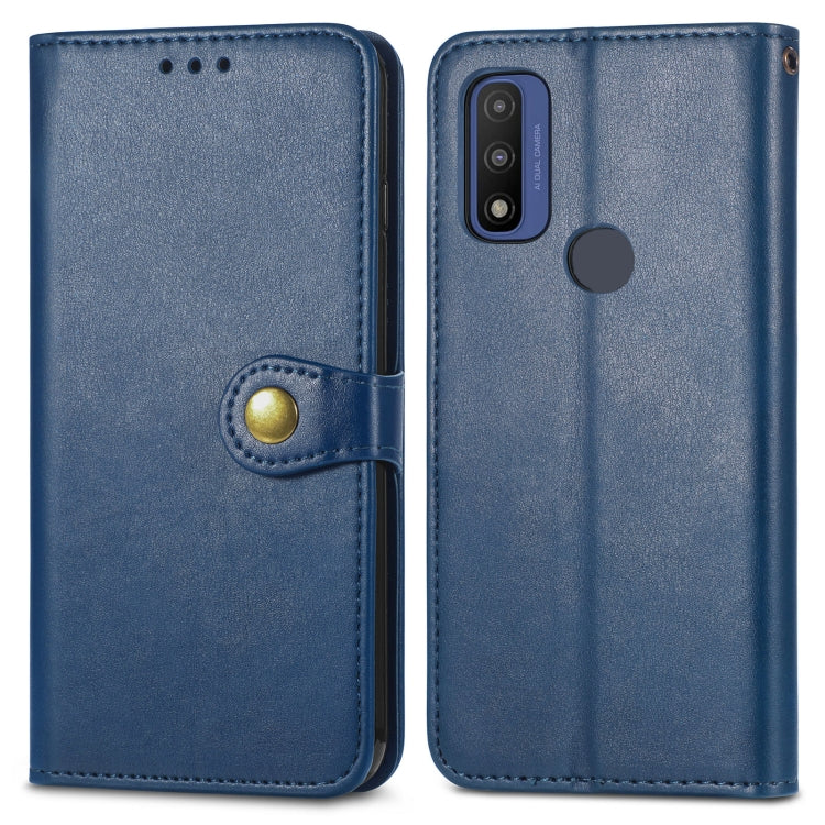 For Motorola Moto G Pure Retro Solid Color Buckle Leather Phone Case