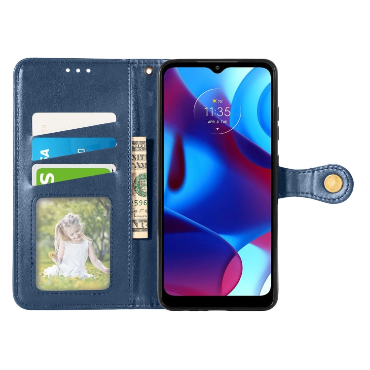 For Motorola Moto G Pure Retro Solid Color Buckle Leather Phone Case