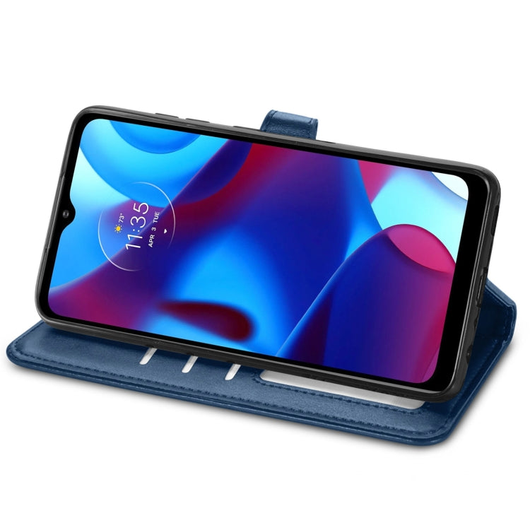 For Motorola Moto G Pure Retro Solid Color Buckle Leather Phone Case