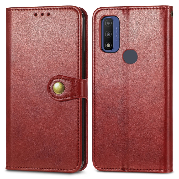 For Motorola Moto G Pure Retro Solid Color Buckle Leather Phone Case