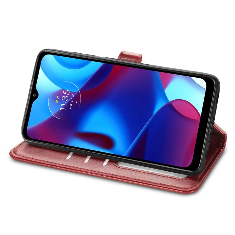For Motorola Moto G Pure Retro Solid Color Buckle Leather Phone Case