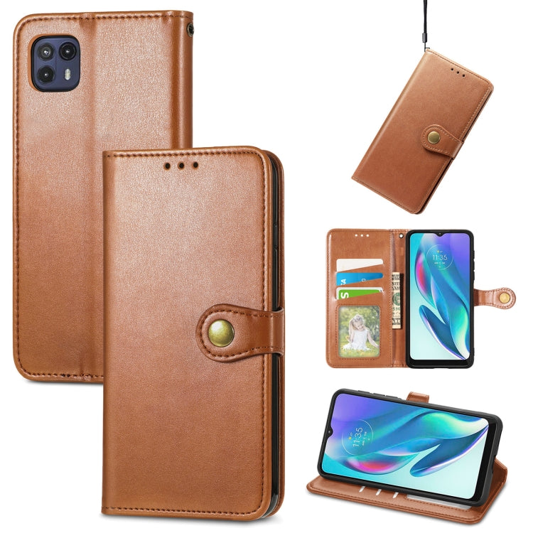 For Motorola Moto G50 5G Retro Solid Color Buckle Leather Phone Case