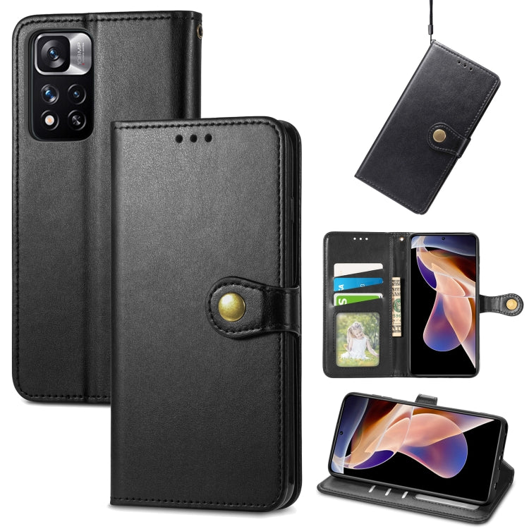 For Xiaomi Redmi Note 11 Pro / 11 Pro+ Retro Solid Color Buckle Leather Phone Case