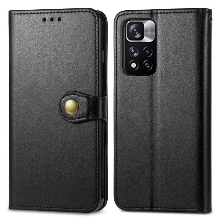 For Xiaomi Redmi Note 11 Pro / 11 Pro+ Retro Solid Color Buckle Leather Phone Case