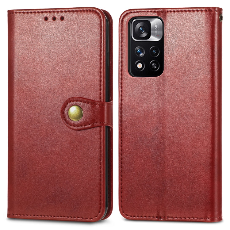 For Xiaomi Redmi Note 11 Pro / 11 Pro+ Retro Solid Color Buckle Leather Phone Case