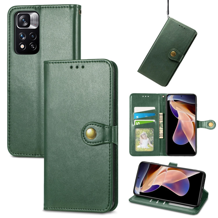 For Xiaomi Redmi Note 11 Pro / 11 Pro+ Retro Solid Color Buckle Leather Phone Case