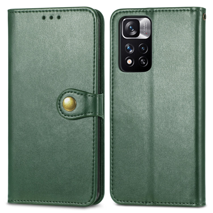 For Xiaomi Redmi Note 11 Pro / 11 Pro+ Retro Solid Color Buckle Leather Phone Case