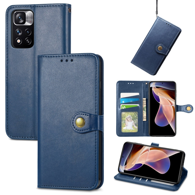 For Xiaomi Redmi Note 11 Pro / 11 Pro+ Retro Solid Color Buckle Leather Phone Case