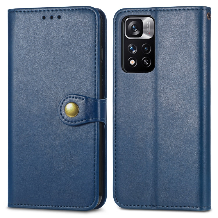 For Xiaomi Redmi Note 11 Pro / 11 Pro+ Retro Solid Color Buckle Leather Phone Case