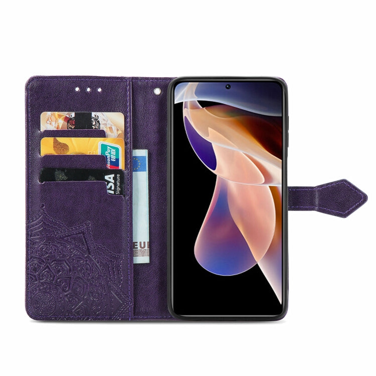 Mandala Flower Embossed Flip Leather Phone Case For Xiaomi Redmi Note 11 Pro / 11 Pro+