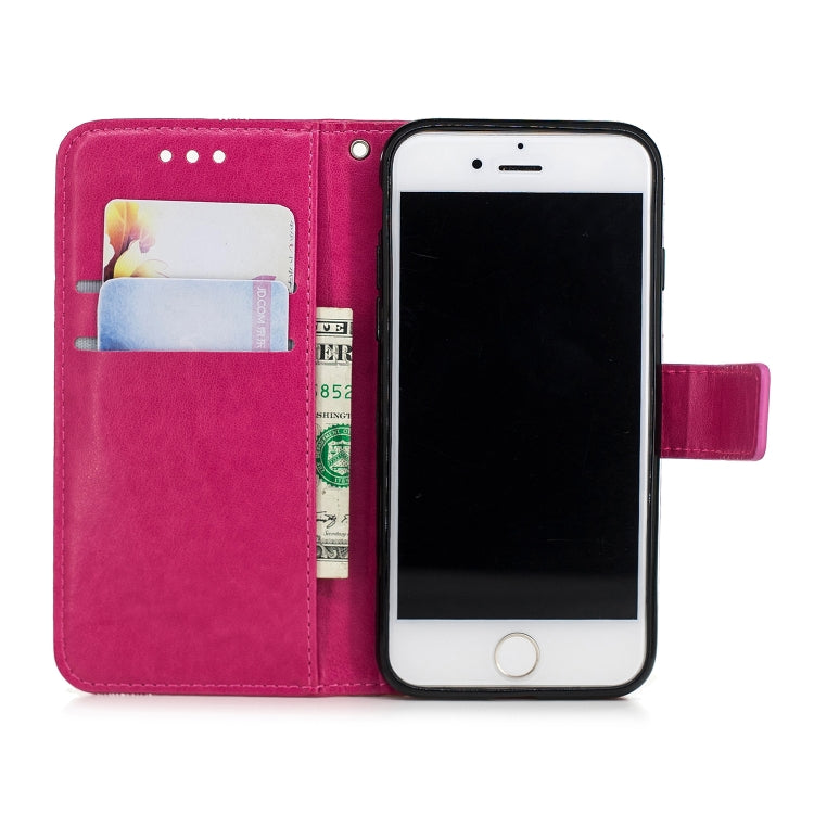 Diamond Encrusted Butterflies Love Flowers Pattern Horizontal Flip Leather Case with for iPhone 7 ,  Holder & Card Slots & Wallet & Lanyard