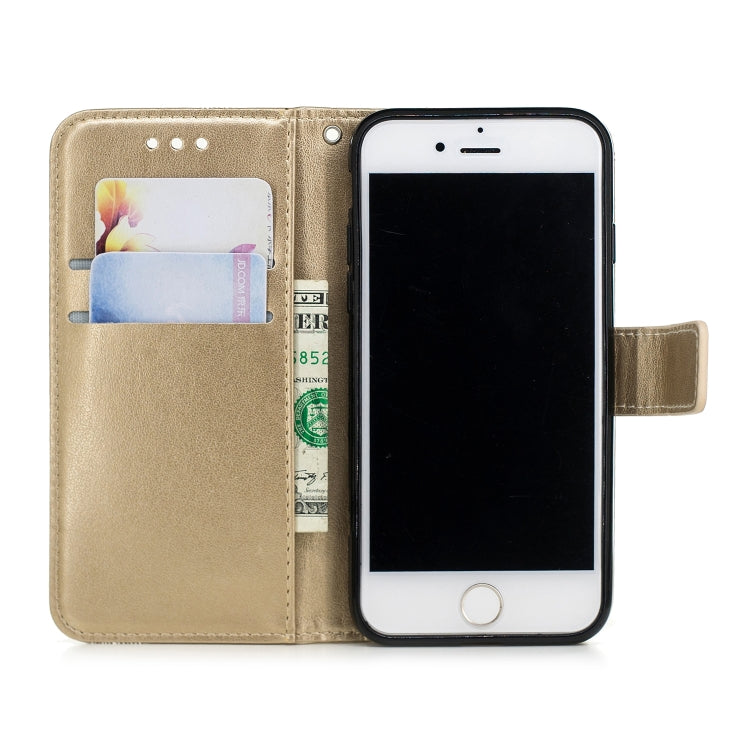 Diamond Encrusted Butterflies Love Flowers Pattern Horizontal Flip Leather Case for iPhone 8 , with Holder & Card Slots & Wallet & Lanyard