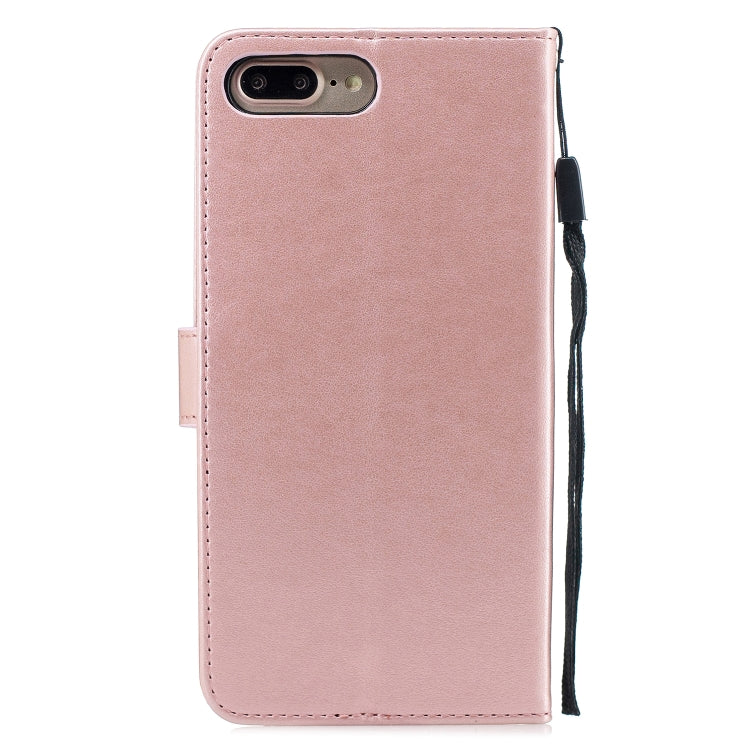 Diamond Encrusted Butterflies Love Flowers Pattern Horizontal Flip Leather Case for iPhone 7 Plus , with Holder & Card Slots & Wallet & Lanyard