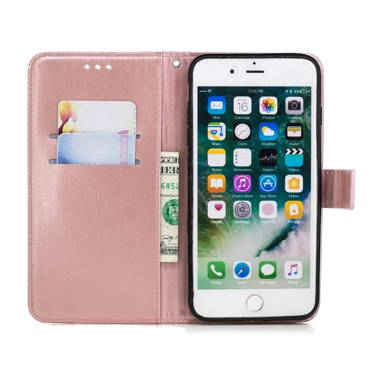 Diamond Encrusted Butterflies Love Flowers Pattern Horizontal Flip Leather Case for iPhone 7 Plus , with Holder & Card Slots & Wallet & Lanyard