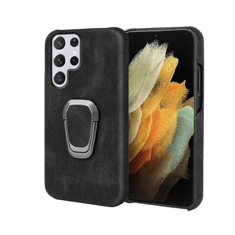 Ring Holder PU Phone Case For Samsung Galaxy S22 Ultra 5G